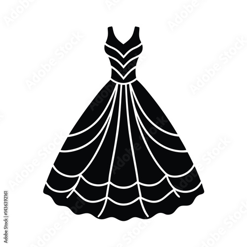 layered tulle gown with embellishment icon vector illustration
