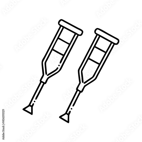 crutches icon, crutches line art - simple line art of crutches, perfect for crutches logos and icons
