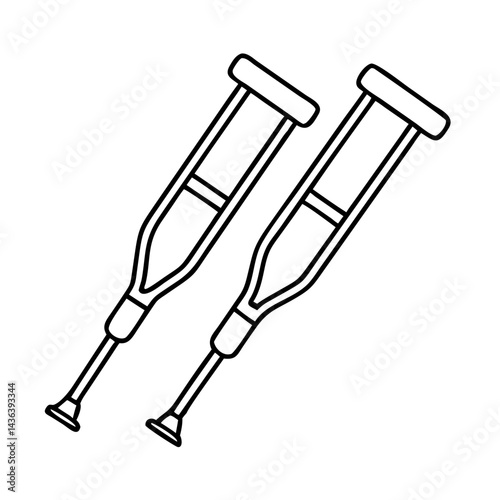crutches icon, crutches line art - simple line art of crutches, perfect for crutches logos and icons