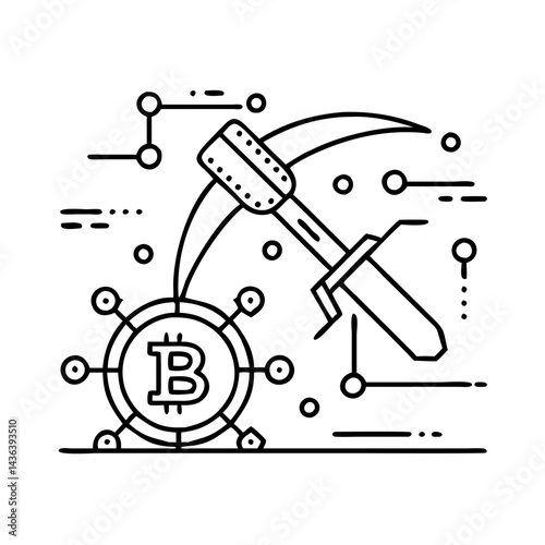 crypto mining icon, crypto mining line art - simple line art of crypto mining, perfect for crypto mining logos and icons