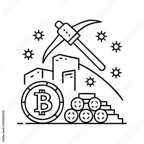 crypto mining icon, crypto mining line art - simple line art of crypto mining, perfect for crypto mining logos and icons