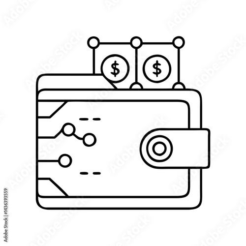 crypto wallet icon, crypto wallet line art - simple line art of crypto wallet, perfect for crypto wallet logos and icons