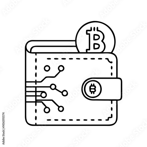 crypto wallet icon, crypto wallet line art - simple line art of crypto wallet, perfect for crypto wallet logos and icons