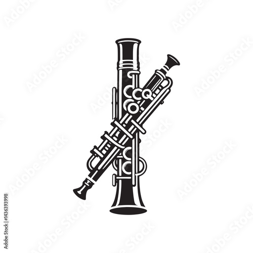 Bright and Lively: A Stunning Collection of Piccolo Vector Silhouettes Showcasing the Sleek Shape, High-Pitched Sound, and Expressive Beauty of This Iconic Woodwind Instrument.