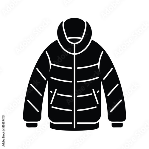 padded jacket with funnel neck icon vector illustration