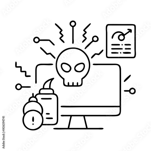 cyber incident icon, cyber incident line art - simple line art of cyber incident, perfect for cyber incident logos and icons