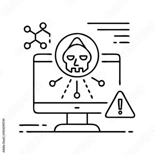 cyber incident icon, cyber incident line art - simple line art of cyber incident, perfect for cyber incident logos and icons