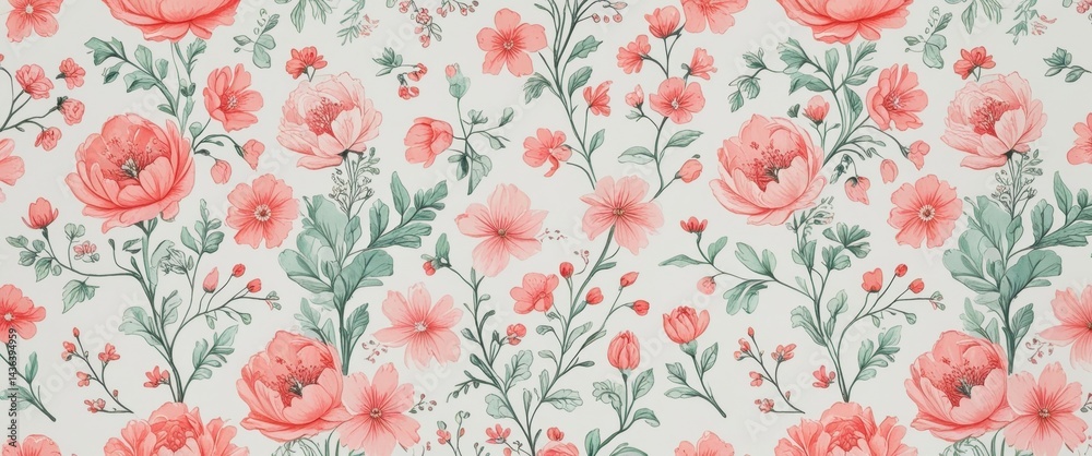 enchanting pink floral pattern on white background enchanting pink floral pattern on white background