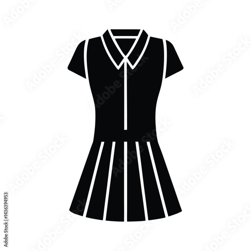 pleated tennis dress with collar icon vector illustration