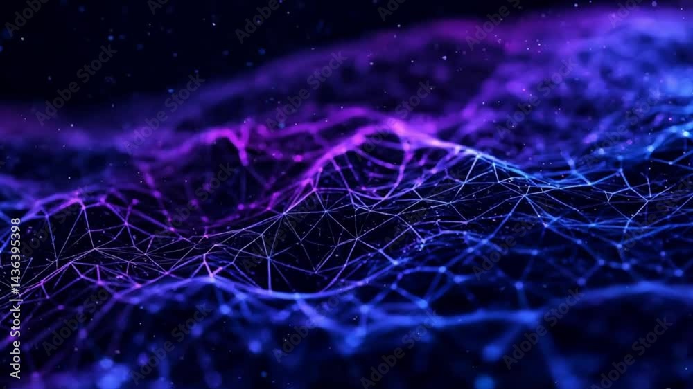 Futuristic Data Network in 4K - Glowing Blue & Purple Cybernetic Connections - Abstract Tech Background for Presentations & Sci-Fi Projects