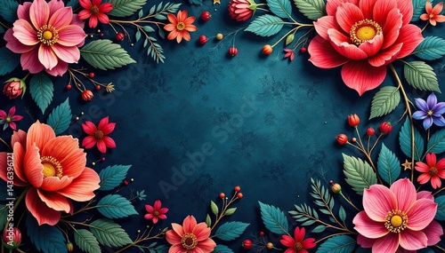 Intricate floral tapestry wallpaper design in rich jewel tones , sophisticated, wallpaper design, pattern