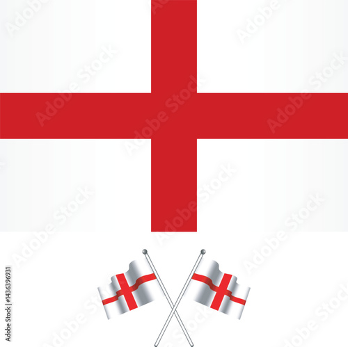 National Flag of England. England flag. Waving England flag.Vector Illustration background. 