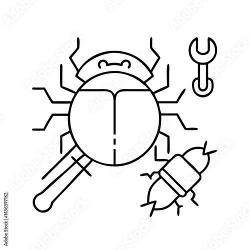 debugging tools icon, debugging tools line art - simple line art of debugging tools, perfect for debugging tools logos and icons