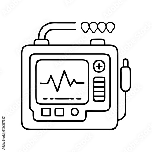defibrillator icon, defibrillator line art - simple line art of defibrillator, perfect for defibrillator logos and icons