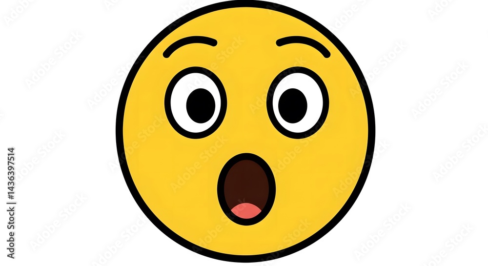 Fototapeta premium Surprised Emoji Face with Shocked Expression and Wide Open Mouth