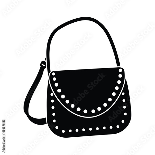 studded crossbody bag with strap icon vector illustration