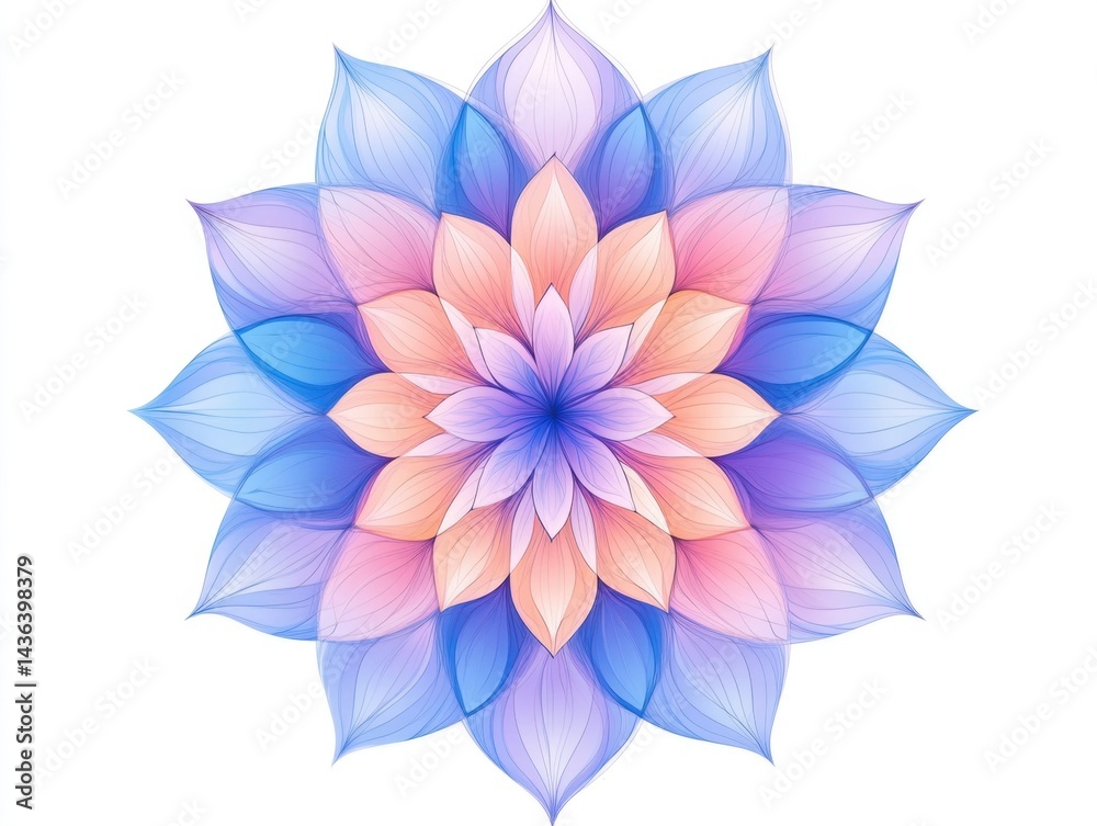 Obraz premium Pastel-colored flower mandala with delicate petals, symmetrical design