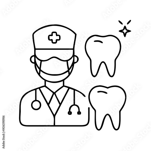 dentist icon, dentist line art - simple line art of dentist, perfect for dentist logos and icons