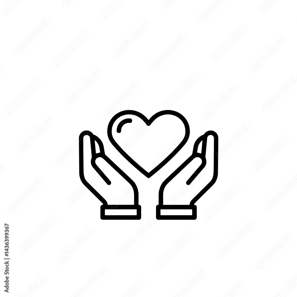 Outline of two hands holding a heart in a caring and supportive illustration style
Outline of two hands holding a heart in a caring and supportive illustration style