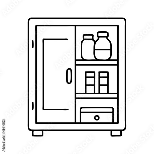 medicine cabinet icon, medicine cabinet line art - simple line art of medicine cabinet, perfect for medicine cabinet logos and icons