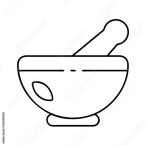 medicine mortar and pestle icon, medicine mortar and pestle line art - simple line art of medicine mortar and pestle, perfect for medicine mortar and pestle logos and icons