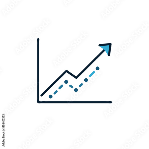 Vector icon of line graph comparing two data series trends Symbolizes comparative analysis statistics data visualization performance tracking forecast vs actual Modern analytical graphic blue accents