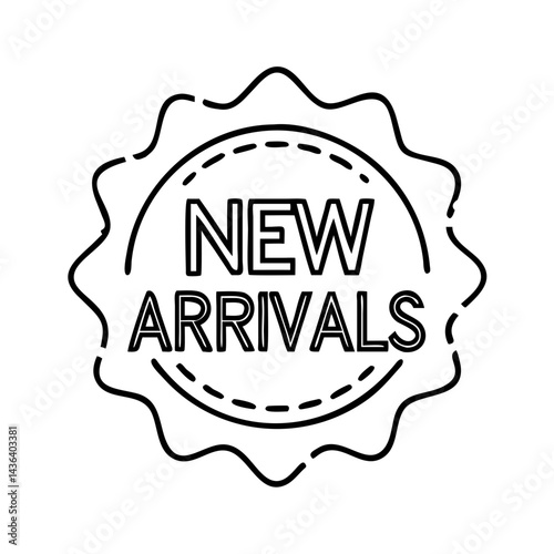 new arrivals badge icon, new arrivals badge line art - simple line art of new arrivals badge, perfect for new arrivals badge logos and icons