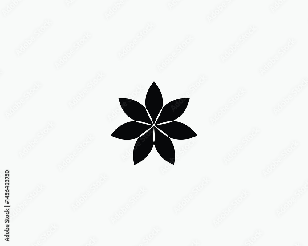 Five Petal Flower with Center Ring Vector Illustration Five Petal Flower with Center Ring Vector Illustration