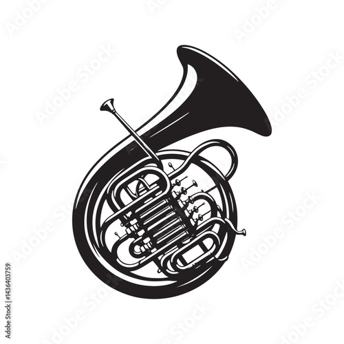 Bold Brass: A Powerful Collection of Sousaphone Vector Silhouettes Celebrating the Distinct Shape, Deep Sound, and Musical Strength of This Iconic Brass Wind Instrument.