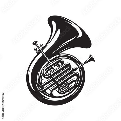 Bold Brass: A Powerful Collection of Sousaphone Vector Silhouettes Celebrating the Distinct Shape, Deep Sound, and Musical Strength of This Iconic Brass Wind Instrument.