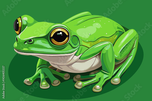 Vibrant Green Tree Frog Illustration Amphibian Nature Wildlife