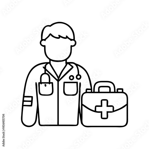 paramedic icon, paramedic line art - simple line art of paramedic, perfect for paramedic logos and icons