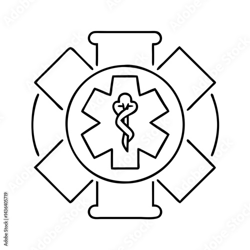 paramedic badge icon, paramedic badge line art - simple line art of paramedic badge, perfect for paramedic badge logos and icons