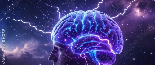 mysterious man with brain background - abstract intelligence concept