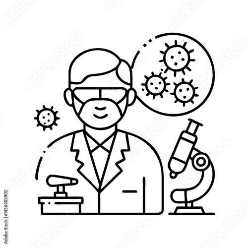 pathologist icon, pathologist line art - simple line art of pathologist, perfect for pathologist logos and icons