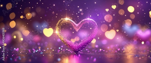 Wallpaper Mural enchanting purple heart glowing with sparkling lights Torontodigital.ca