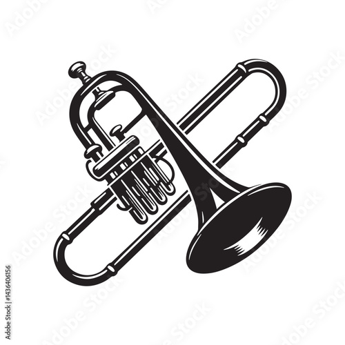 Brass Power: A Bold Collection of Trombone Vector Silhouettes Showcasing the Unique Shape, Rich Sound, and Musical Depth of This Iconic Brass Wind Instrument.