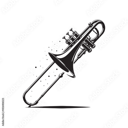 Brass Power: A Bold Collection of Trombone Vector Silhouettes Showcasing the Unique Shape, Rich Sound, and Musical Depth of This Iconic Brass Wind Instrument.