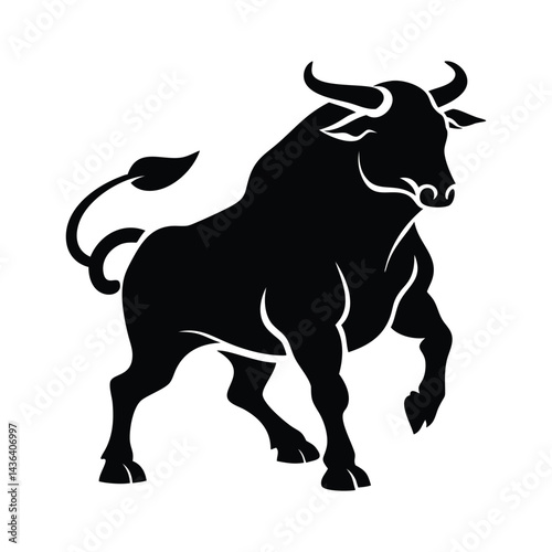 Strong bull silhouette art showing strength courage and unstoppable power.