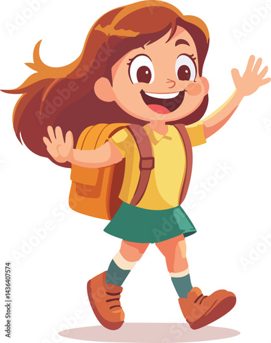 The cheerful student heads to school, ready to learn and make new friends.