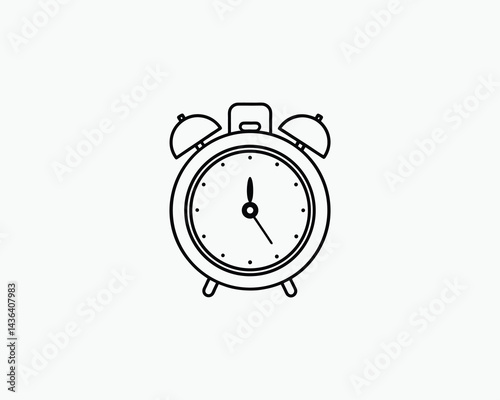 Old Fashioned Alarm Clock Drawing Vector Illustration 