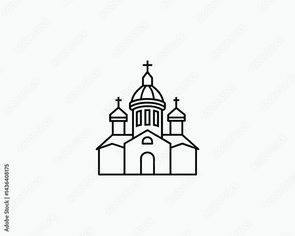 Orthodox Church Outline Vector Art Vector Illustration Orthodox Church Outline Vector Art Vector Illustration