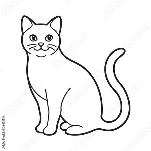 British Shorthair Cat Outline Vector