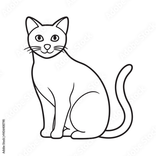 American Shorthair Cat Outline Vector