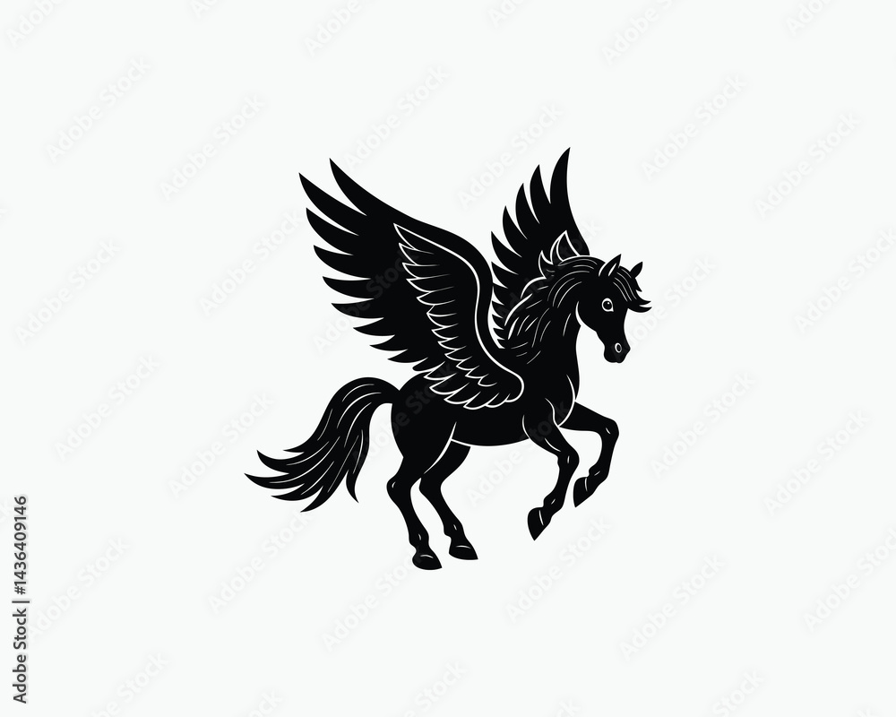 Pegasus Mythical Flying Horse Drawing Vector Illustration Pegasus Mythical Flying Horse Drawing Vector Illustration