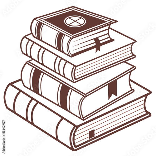 stack of books isolated