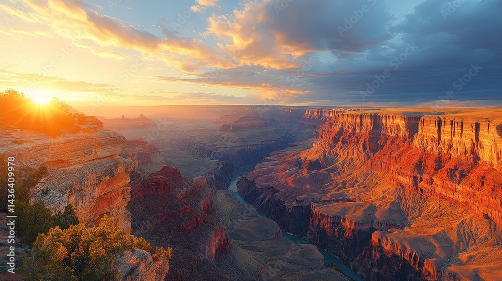 Obraz premium Grand Canyon Sunset: A Majestic Panorama of Arizona's Natural Wonder