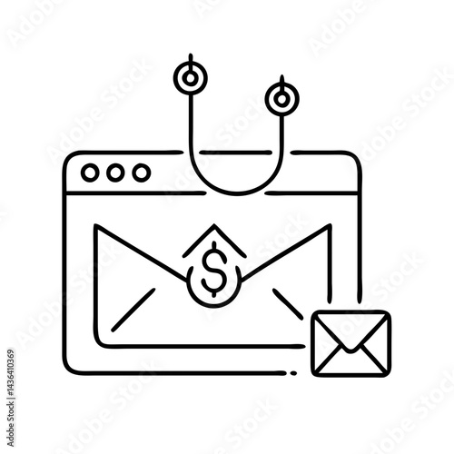 phishing attack icon, phishing attack line art - simple line art of phishing attack, perfect for phishing attack logos and icons