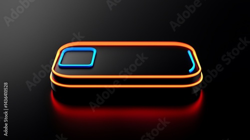 Futuristic smartphone design with glowing edges on a sleek black surface, showcasing innovation