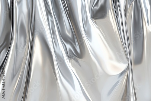 Silver, shimmering, flowing fabric.  Detailed, glossy folds